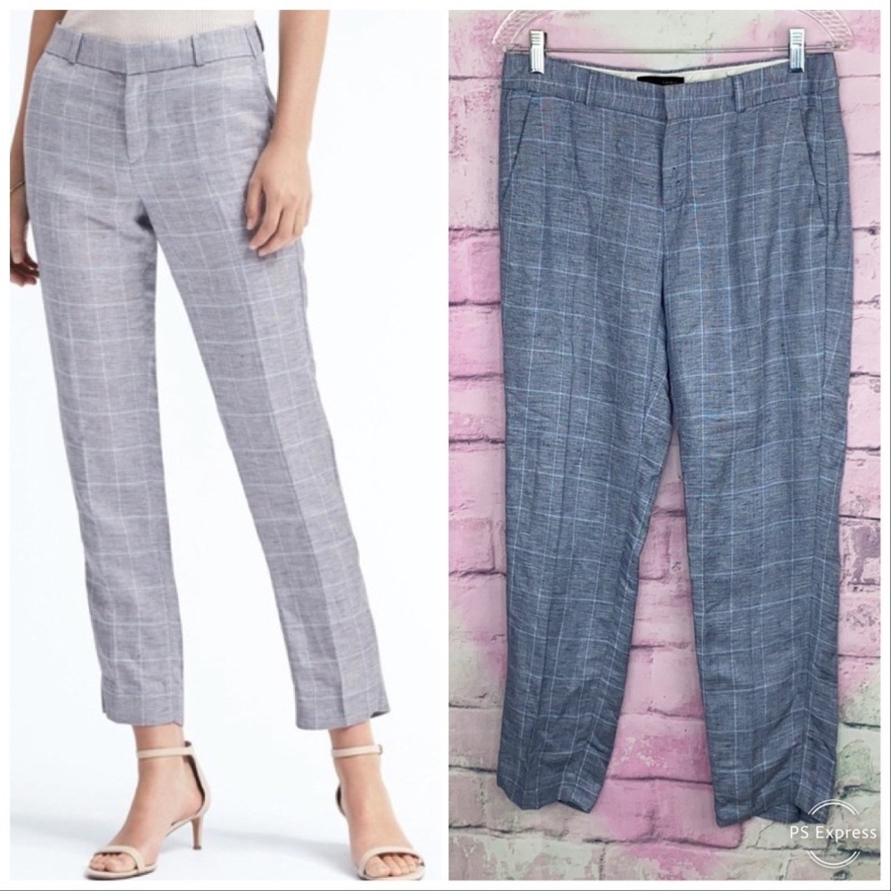 Banana Republic Avery windowpane linen blend pants